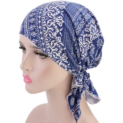 Skullies & Beanies Women Ruffles Floral Print Cancer Chemo Hat Beanie Scarf Turban Head Wrap Cap - D - C518QXL6GN3 $8.36