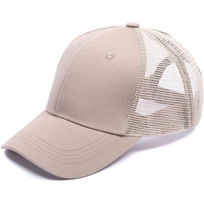 Baseball Caps Ponycap Messy High Bun Ponytail Baseball Hat Unisex Adjustable Glitter Trucker Hat - Khaki - CC18EEI0RMA $14.37