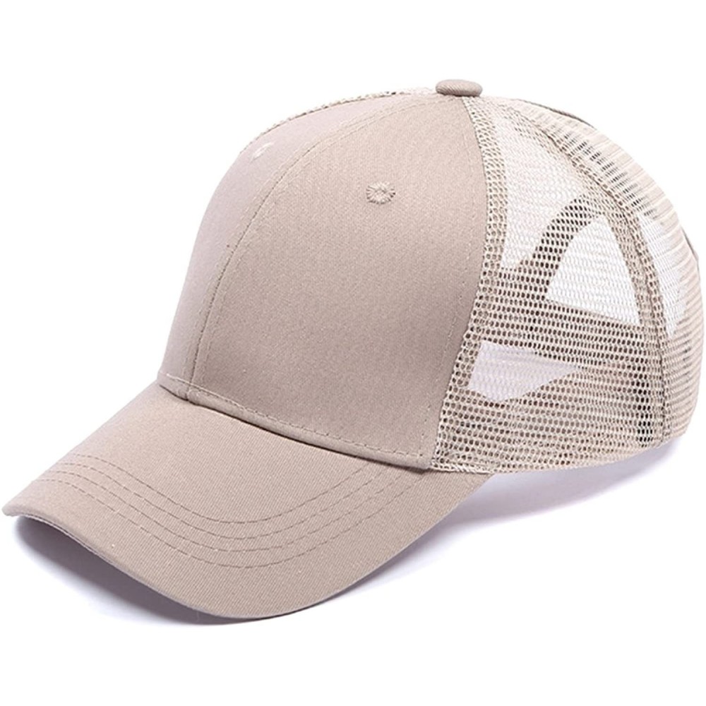 Baseball Caps Ponycap Messy High Bun Ponytail Baseball Hat Unisex Adjustable Glitter Trucker Hat - Khaki - CC18EEI0RMA $14.37