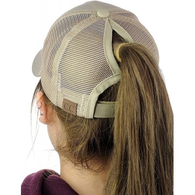 Baseball Caps Ponycap Messy High Bun Ponytail Baseball Hat Unisex Adjustable Glitter Trucker Hat - Khaki - CC18EEI0RMA $14.37