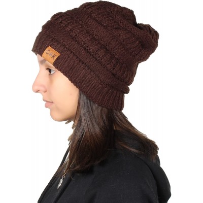 Skullies & Beanies Knit Beanie Trendy Warm Chunky Thick Soft Warm Winter Hat Beanie Skully - Brown - C5189LMTS06 $25.36