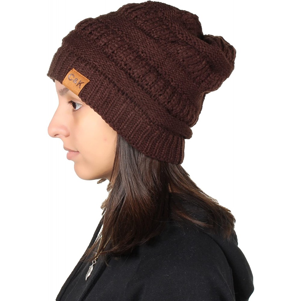 Skullies & Beanies Knit Beanie Trendy Warm Chunky Thick Soft Warm Winter Hat Beanie Skully - Brown - C5189LMTS06 $11.90