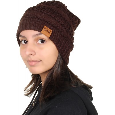 Skullies & Beanies Knit Beanie Trendy Warm Chunky Thick Soft Warm Winter Hat Beanie Skully - Brown - C5189LMTS06 $11.90