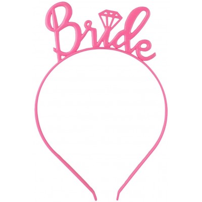 Headbands Modern Silver Bride Mageta Headband - Bride To Be Pink Glitter (Blush Pink Sash - Pink Plastic Headband) - C8182T9E...
