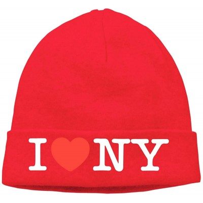 Skullies & Beanies Warm Knit Cap for Men Women- I Love NY New York Heart Stocking Cap - Red - CH18YEQZ5NG $15.00