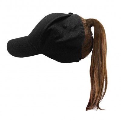 Baseball Caps Backless Ponytail Hat Baseball Cap Natural Curly Hair Hat with Ponytail Hole - Black(Style 2) - CZ18W97EEX6 $15.39