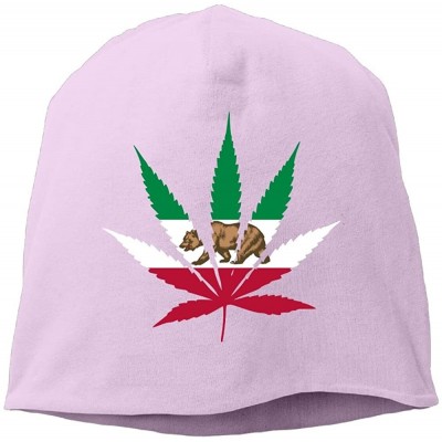 Skullies & Beanies Mens Womens California Bear Flag Weed Hats Beanie Cuff Skating Toboggan Wool Warm Skull Caps - Pink - CH18...