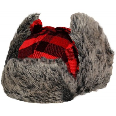 Bomber Hats Plaid Aviator Trapper Ushanka Ski Hat Trooper Winter Russian Cap with Earflaps - Red - C3189HDIU4U $14.98