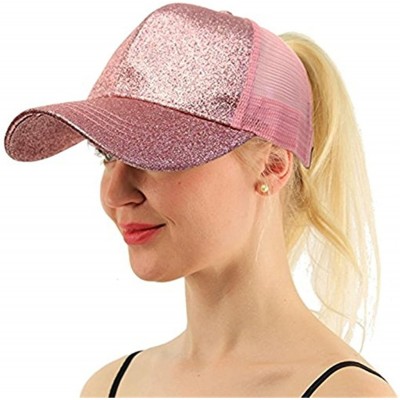 Baseball Caps Ponytail Cap Messy Trucker Adjustable Visor Baseball Cap Hat Unisex - Glitter Pink - C518DYQGG52 $16.10