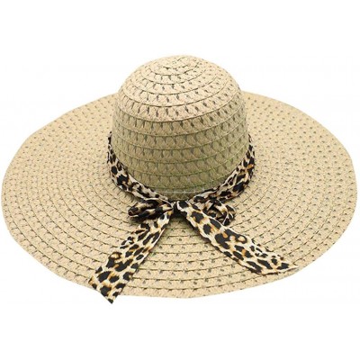 Sun Hats Beach Cap Women Print Two-Side Big Brim Straw Hat Sun Floppy Wide Brim Hats - Beige - C818QIRYSSR $10.10