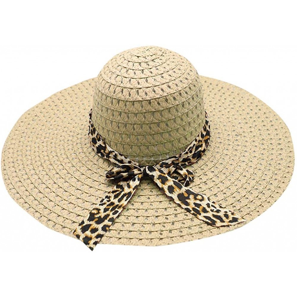 Sun Hats Beach Cap Women Print Two-Side Big Brim Straw Hat Sun Floppy Wide Brim Hats - Beige - C818QIRYSSR $10.10