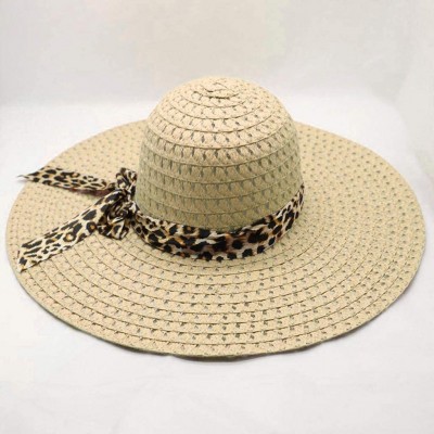 Sun Hats Beach Cap Women Print Two-Side Big Brim Straw Hat Sun Floppy Wide Brim Hats - Beige - C818QIRYSSR $10.10