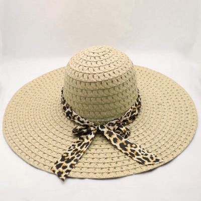 Sun Hats Beach Cap Women Print Two-Side Big Brim Straw Hat Sun Floppy Wide Brim Hats - Beige - C818QIRYSSR $10.10