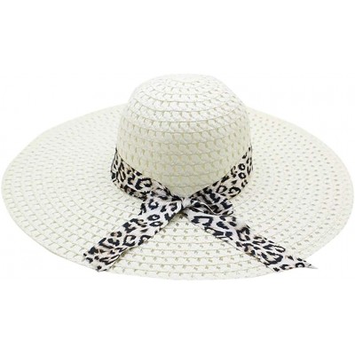 Sun Hats Beach Cap Women Print Two-Side Big Brim Straw Hat Sun Floppy Wide Brim Hats - Beige - C818QIRYSSR $10.10