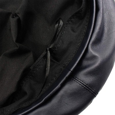 Berets Women PU Leather French Black Beret Hat Causal Beanie Hat - Upgrade -Pu Leather- Night Black - C118ALLMM64 $24.29