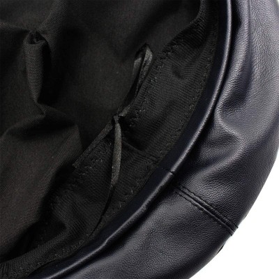 Berets Women PU Leather French Black Beret Hat Causal Beanie Hat - Upgrade -Pu Leather- Night Black - C118ALLMM64 $14.12