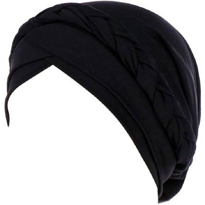 Skullies & Beanies Beanie Scarf Braid Beading Braid India Hats Cancer Chemo Beanie Turban Warm Wrap Cap - Black - C718S255I0R...