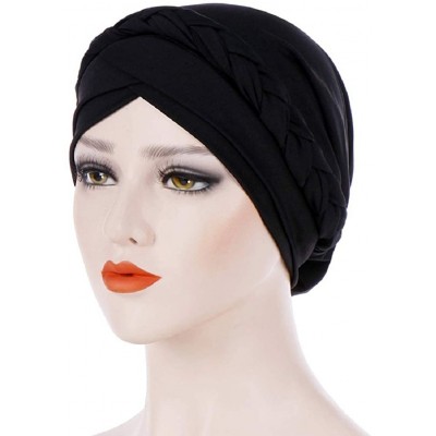 Skullies & Beanies Beanie Scarf Braid Beading Braid India Hats Cancer Chemo Beanie Turban Warm Wrap Cap - Black - C718S255I0R...