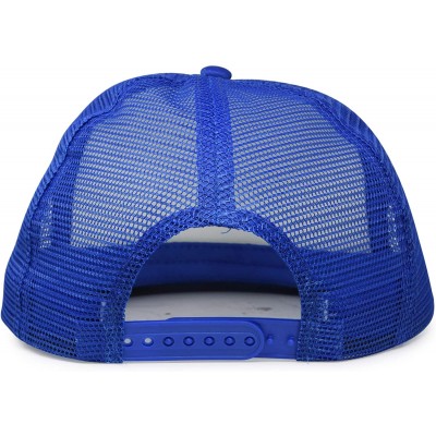 Baseball Caps Flat Billed Trucker Hat Mesh Back S M L Adjustable Cap Solid Two Toned Snapback - Royal-white - C011JF2NFHL $7.68