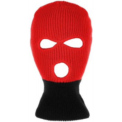 Balaclavas Knitted 3-Hole Full Face Cover Ski Mask - Red/Black - CA18I6TTC3M $11.68
