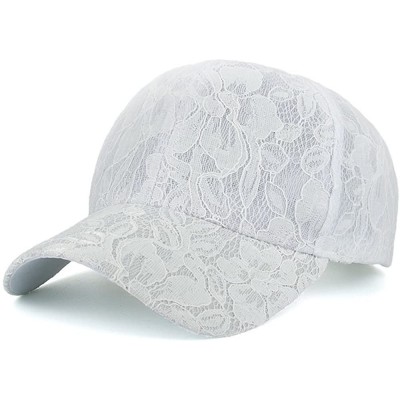Baseball Caps Women's Adjustable Floral Lace Baseball Cap Summer Sun Hat - White - C318DXEIU9Z $29.62