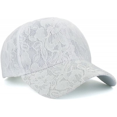 Baseball Caps Women's Adjustable Floral Lace Baseball Cap Summer Sun Hat - White - C318DXEIU9Z $15.77