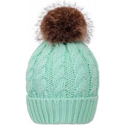 Skullies & Beanies Winter Wonderland Splash Patterned Thick Knit Fleece Lined Snow Beanie Hats - Light Green - CT18KKMZNR5 $2...