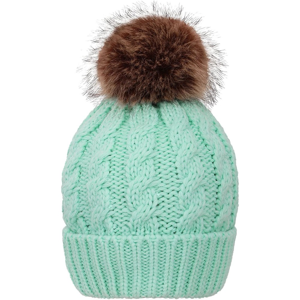 Skullies & Beanies Winter Wonderland Splash Patterned Thick Knit Fleece Lined Snow Beanie Hats - Light Green - CT18KKMZNR5 $1...