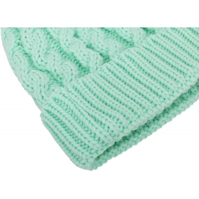 Skullies & Beanies Winter Wonderland Splash Patterned Thick Knit Fleece Lined Snow Beanie Hats - Light Green - CT18KKMZNR5 $1...