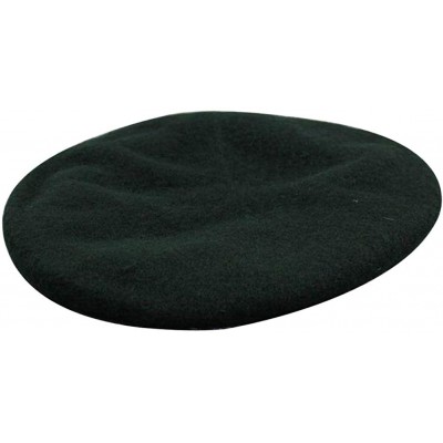 Berets Mens Ladies Military Hat Army Beret Leather Trim with Ribbon - Olive Green - CF196CKU8CW $27.38
