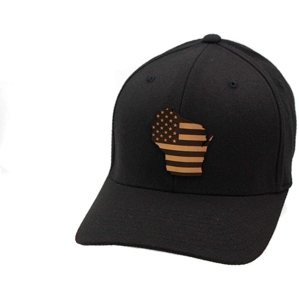 Baseball Caps Wisconsin Patriot Flex Fit - Black - CU18IGOSHXK $37.06