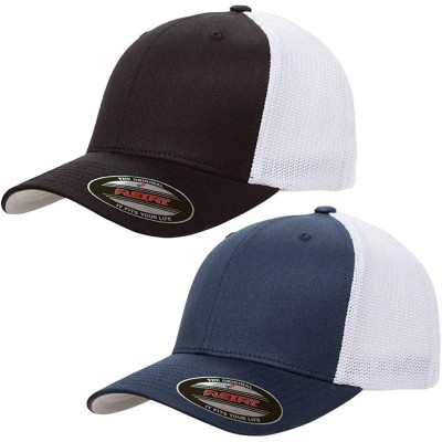 Baseball Caps Flexfit Trucker Hat for Men and Women - Breathable Mesh- Stretch Flex Fit Ballcap w/Hat Liner - CA18EUYEKDK $46.85