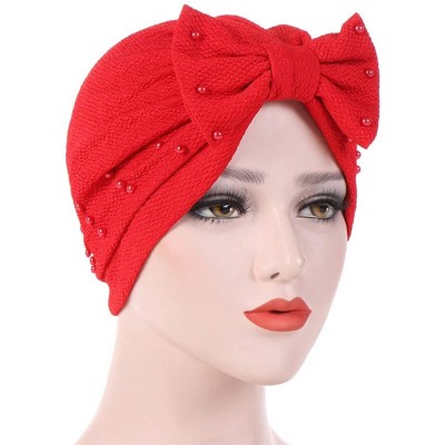 Skullies & Beanies Womens Bowknot Turban Headwear Puggaree - Red5 - CX18H06GS4O $14.19