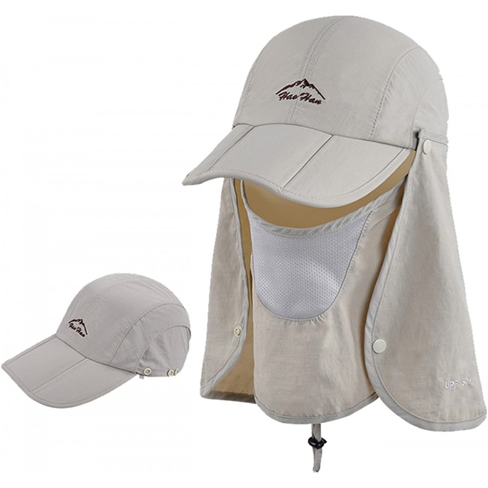 Sun Hats Women Summer Neck Flap Sun Visor/Hats Wide Brim UV Protection UPF 50+ Hiking Cap Adjustable - Style 2 Khaki - CA18CL...