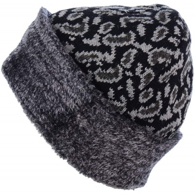 Skullies & Beanies Womens Winter Knit Plush Fleece Lined Beanie Ski Hat Sk Skullie Various Styles - Paisley Black - CN18UWR37...