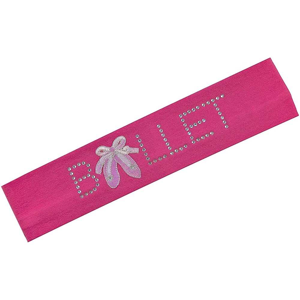 Headbands BALLET SLIPPER Rhinestone Stretch Headband - Hot Pink - CA11P98JXG7 $10.79