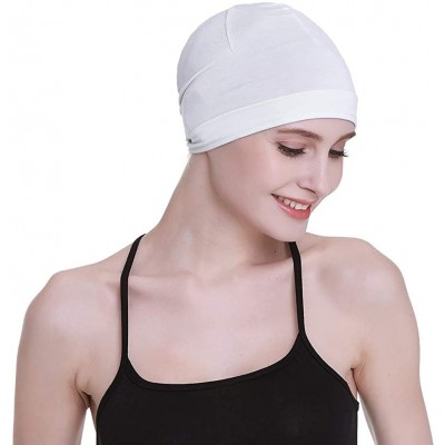 Skullies & Beanies Bamboo Sleep Cap for Hair Loss Home Head Cover for Chemo Women Bike Hard Hat Helmet Liner Cotton Beanie - ...