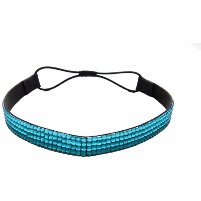 Headbands Custom Color Bling Shimmering Rhinestone Elastic Stretch Headbands - Thick Turquoise - CP11JAWYVTV $18.68