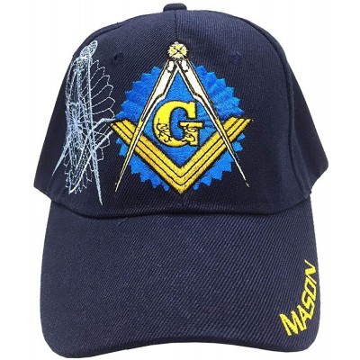 Baseball Caps Freemason Mason Symbol Adjustable 3D Embroidery Baseball Cap Hat - Dark Blue - CP18QLI3M3U $28.15