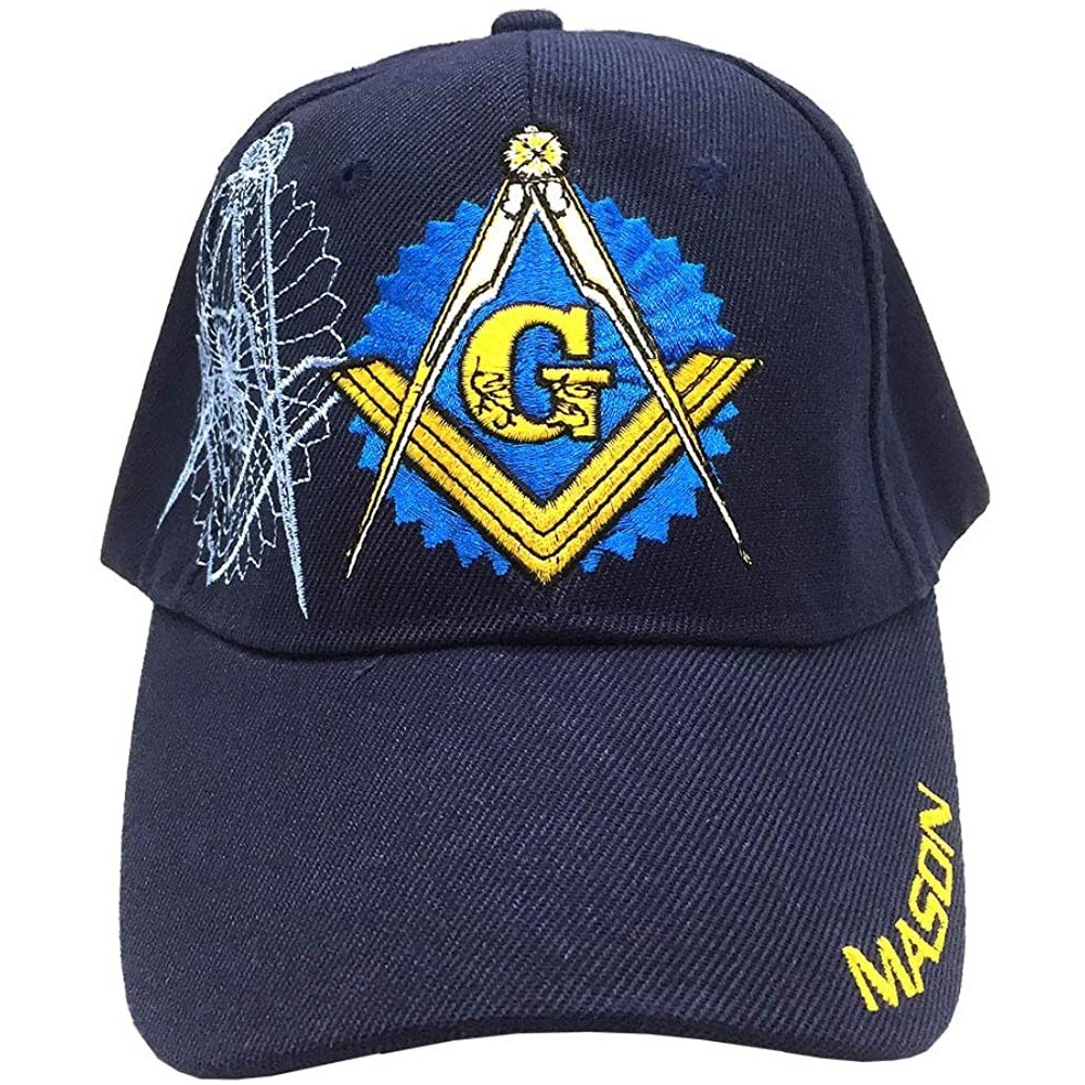 Baseball Caps Freemason Mason Symbol Adjustable 3D Embroidery Baseball Cap Hat - Dark Blue - CP18QLI3M3U $23.99