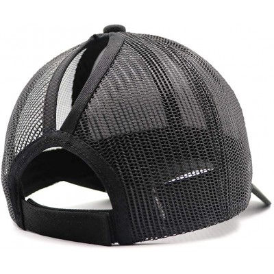 Baseball Caps Ponytail High Buns Ponycaps Baseball Adjustable - 2pcs Mesh Black+mesh White - C418U8NUUZ5 $21.30