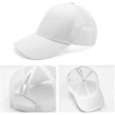 Baseball Caps Ponytail High Buns Ponycaps Baseball Adjustable - 2pcs Mesh Black+mesh White - C418U8NUUZ5 $21.30