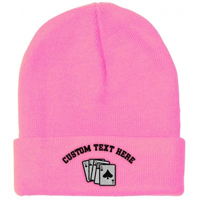 Skullies & Beanies Custom Beanie for Men & Women Bridge Hand Embroidery Acrylic Skull Cap Hat - Soft Pink - CA18ZS4360M $12.05