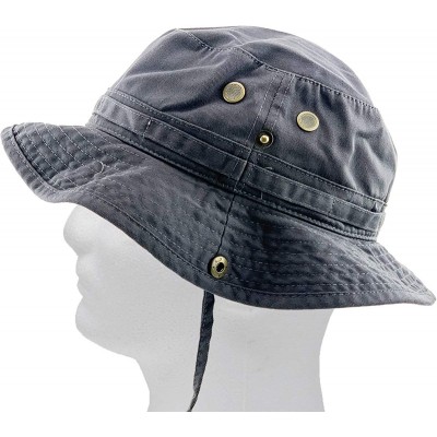 Bucket Hats Unisex Washed Cotton Bucket Hat Summer Outdoor Cap - (2. Boonie With Chin Strap) Dark Gray - CS11M3OIWQH $8.27