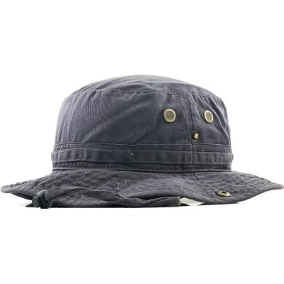 Bucket Hats Unisex Washed Cotton Bucket Hat Summer Outdoor Cap - (2. Boonie With Chin Strap) Dark Gray - CS11M3OIWQH $8.27