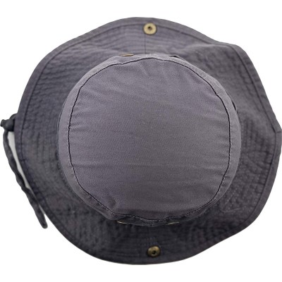 Bucket Hats Unisex Washed Cotton Bucket Hat Summer Outdoor Cap - (2. Boonie With Chin Strap) Dark Gray - CS11M3OIWQH $8.27