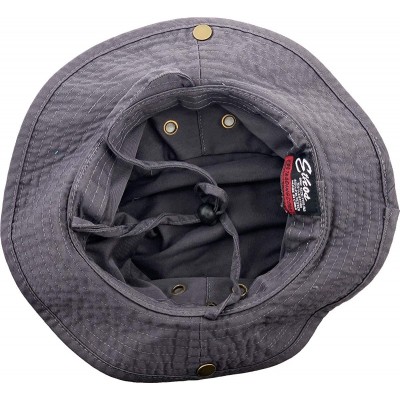 Bucket Hats Unisex Washed Cotton Bucket Hat Summer Outdoor Cap - (2. Boonie With Chin Strap) Dark Gray - CS11M3OIWQH $8.27