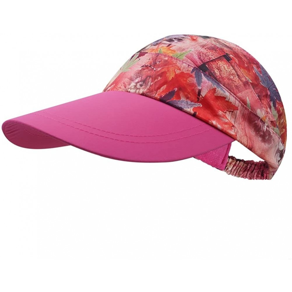 Baseball Caps Women's Visor Big Brim Quick Dry Open Top Hat UPF 50+ - Hot Pink - CG18G29SIKA $10.54