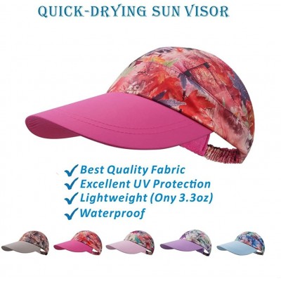 Baseball Caps Women's Visor Big Brim Quick Dry Open Top Hat UPF 50+ - Hot Pink - CG18G29SIKA $10.54