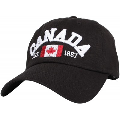 Baseball Caps Cotton Baseball Cap Canada Maple Flag Embroidery LX1382 - Black - CL12J91KSXL $34.06